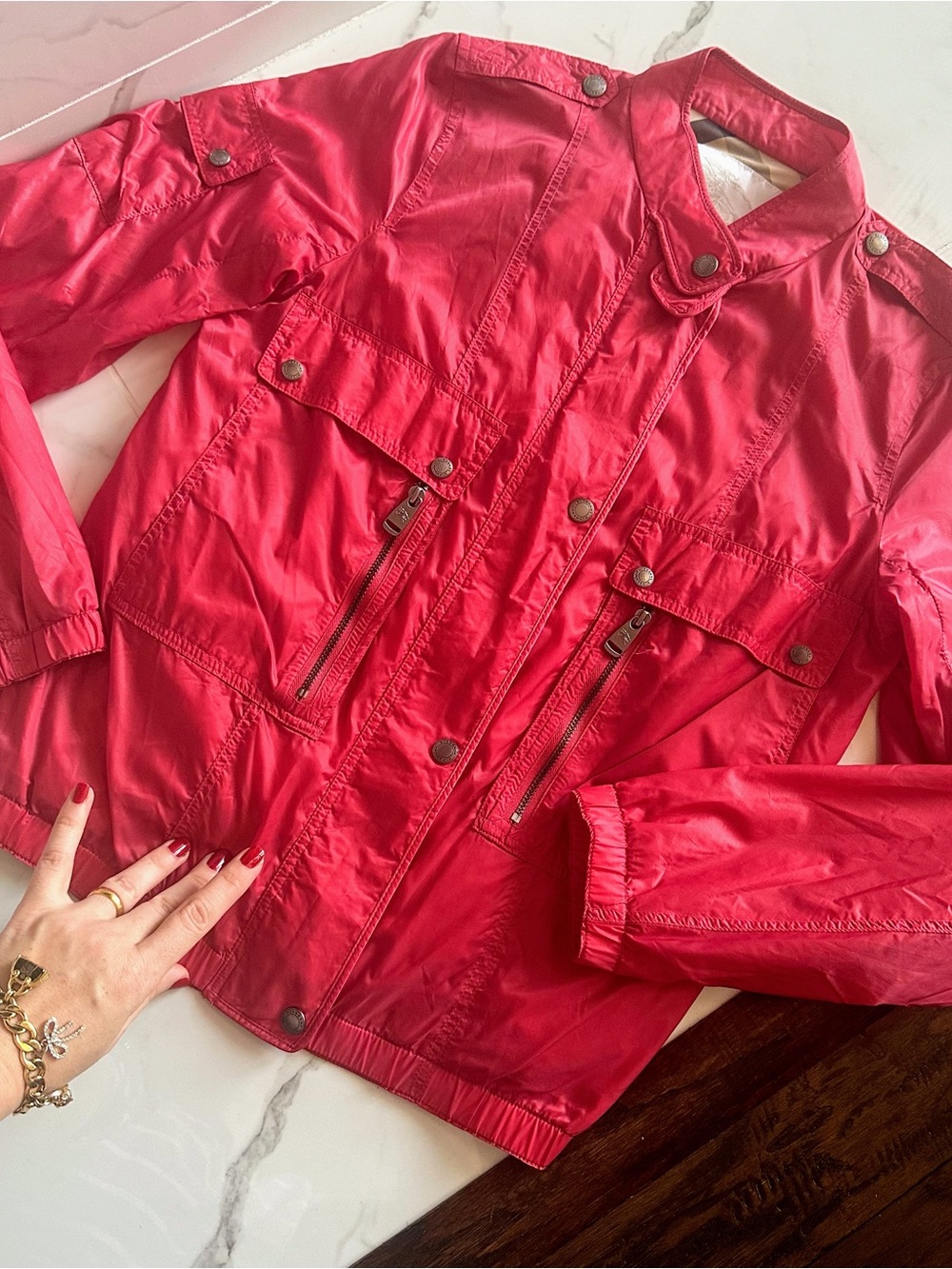 Authentic BURBERRY Girls Youth Windbreaker Jacket Cherry Trench Coat 14 Years